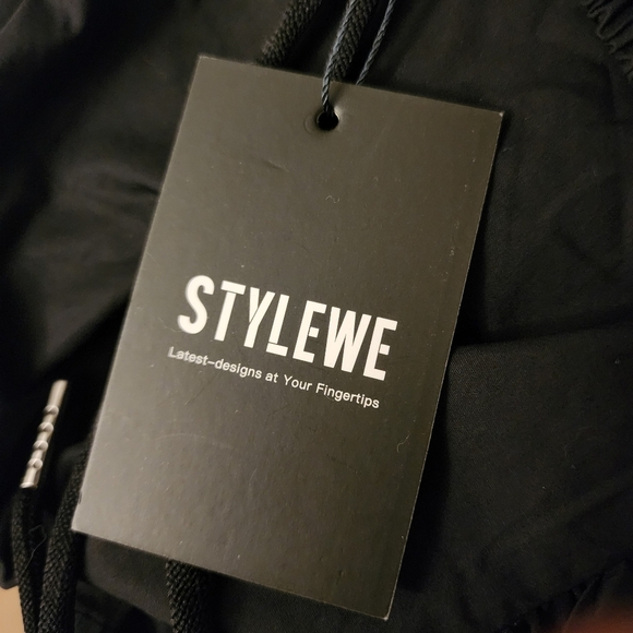 Stylewe Parachute Pants Black Drawstring Leg Waist Pockets S Medium Baggy Box1 - Picture 12 of 13